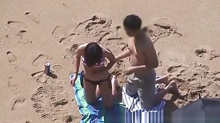 Blonde Chick Finger-tickling On The Beach